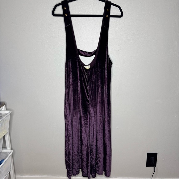 Anthropologie Maeve Purple Velvet Cropped Jumpsuit - Picture 2 of 13